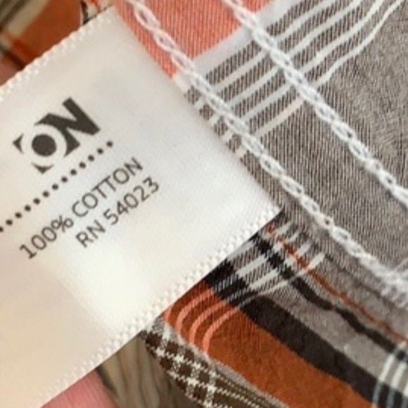 🍂 Men's Burnt Sienna Brown White Plaid Tartan Button Up Short Sleeve Shirt - XL - Picture 4 of 9